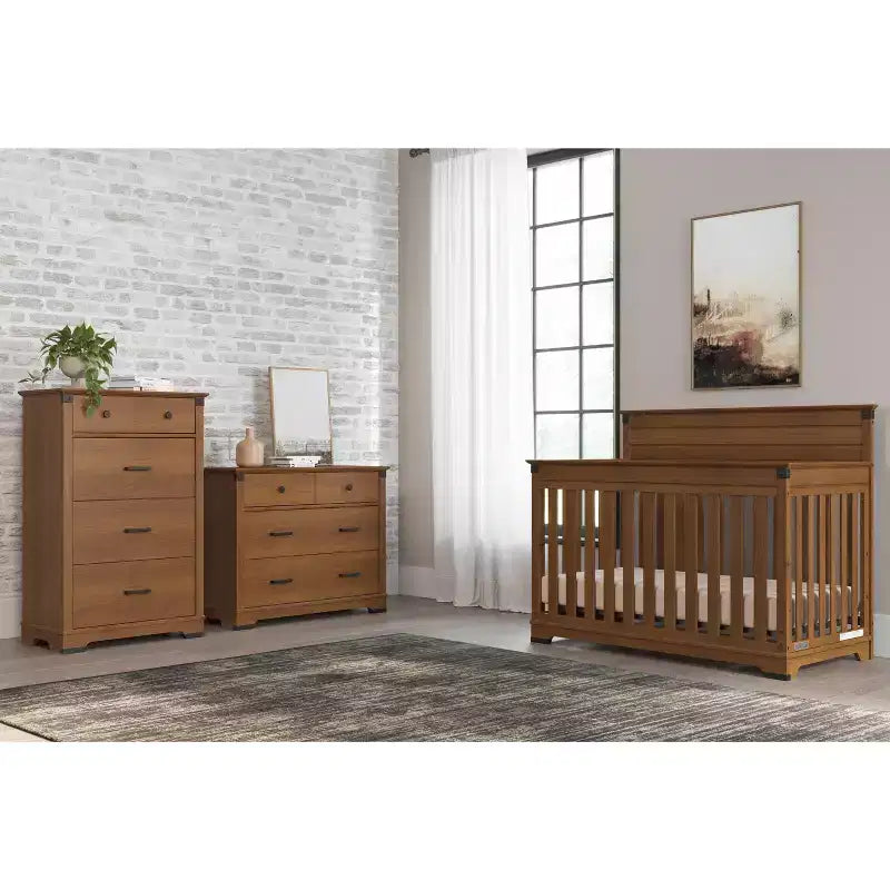 Ensemble de chambre de bébé Redmond avec lit à panneaux, commode et chiffonnier, 3 pièces, comprend un lit de bébé convertible 4-en-1, une commode et un chiffonnier