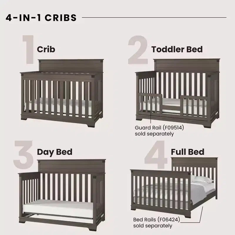 Ensemble de chambre de bébé Redmond avec lit à panneaux, commode et chiffonnier, 3 pièces, comprend un lit de bébé convertible 4-en-1, une commode et un chiffonnier
