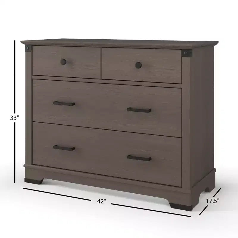 Ensemble de chambre de bébé Redmond avec lit à panneaux, commode et chiffonnier, 3 pièces, comprend un lit de bébé convertible 4-en-1, une commode et un chiffonnier