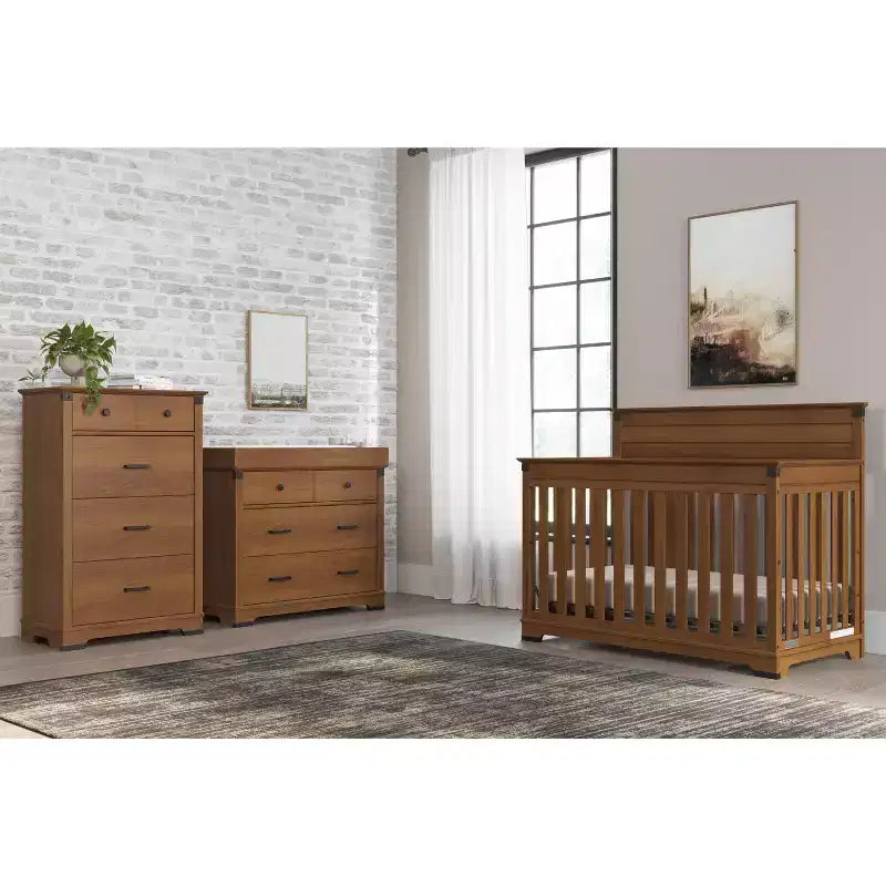 Ensemble de chambre de bébé Redmond avec lit à panneaux, commode et chiffonnier, 3 pièces, comprend un lit de bébé convertible 4-en-1, une commode et un chiffonnier