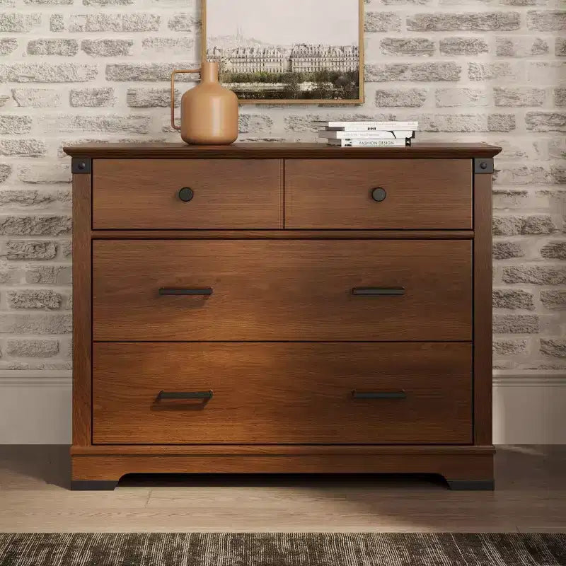 Ensemble de chambre de bébé Redmond avec lit à panneaux, commode et chiffonnier, 3 pièces, comprend un lit de bébé convertible 4-en-1, une commode et un chiffonnier