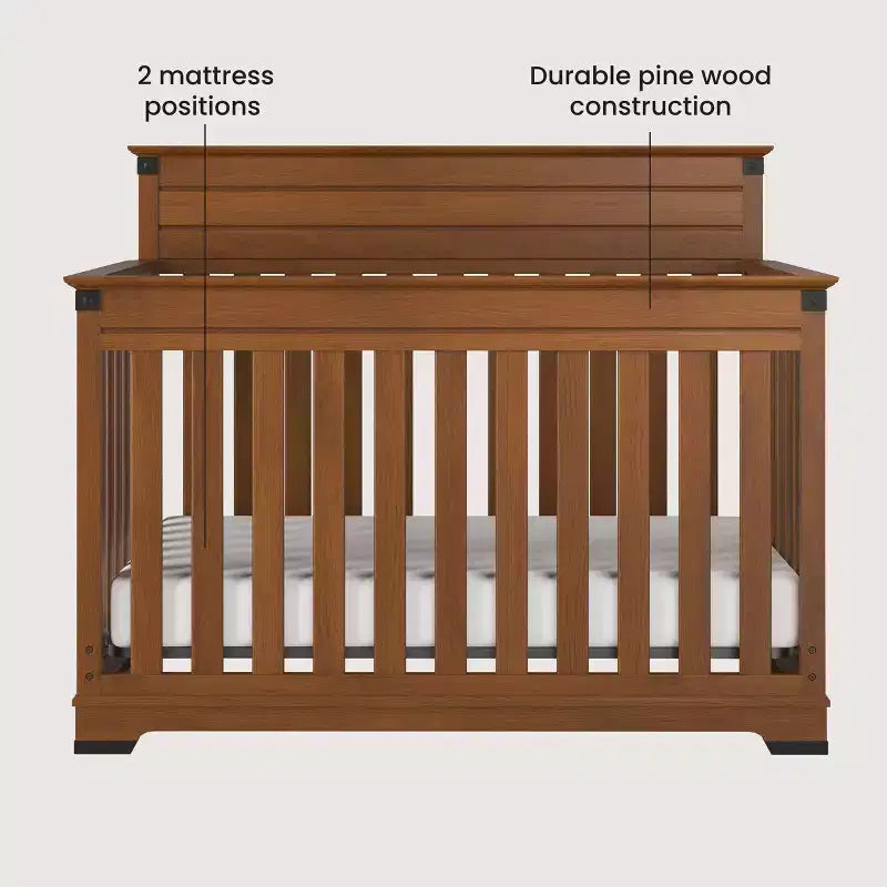 Ensemble de chambre de bébé Redmond avec lit à panneaux, commode et chiffonnier, 3 pièces, comprend un lit de bébé convertible 4-en-1, une commode et un chiffonnier