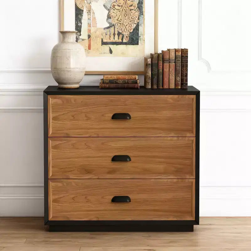 Table de chevet rustique Luck Live Farmhouse en bois massif avec 3 tiroirs, 31,49 po