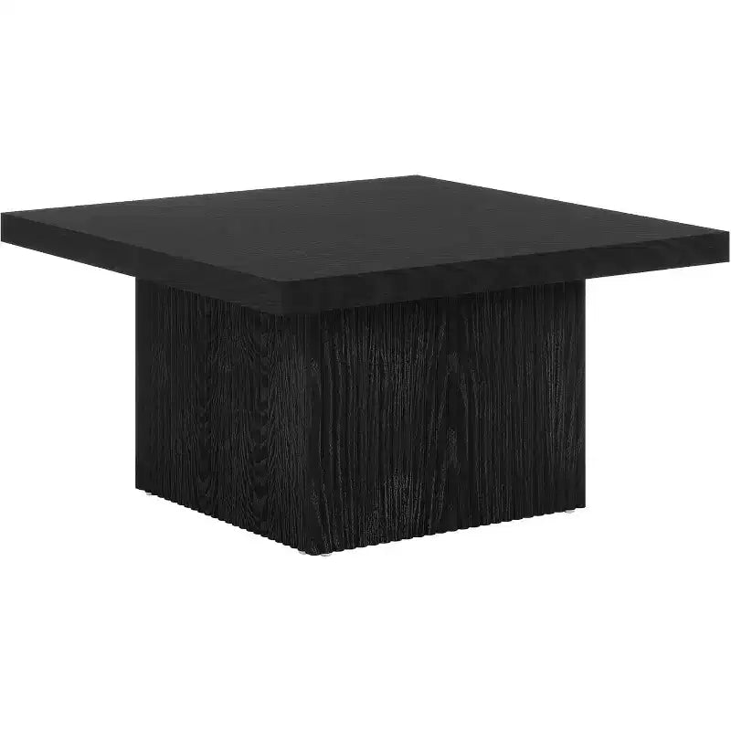 Table basse carrée de 80 cm, table de cocktail cannelée moderne du milieu du siècle pour salon, montage facile, noire