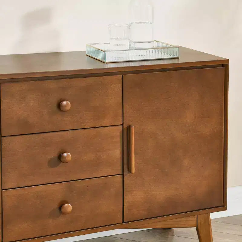 Bahut Mid-Century 47.3, Meuble de Rangement avec 2 Portes et 3 Tiroirs pour Entrée, Salon, Salle à Manger, Cuisine