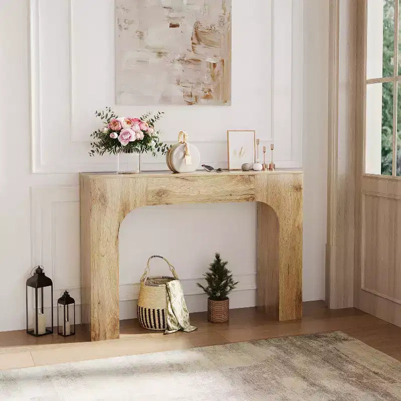 Console de ferme de 119 cm, Table de canapé d'entrée fine, Table d'appoint étroite rustique pour couloir ou salon