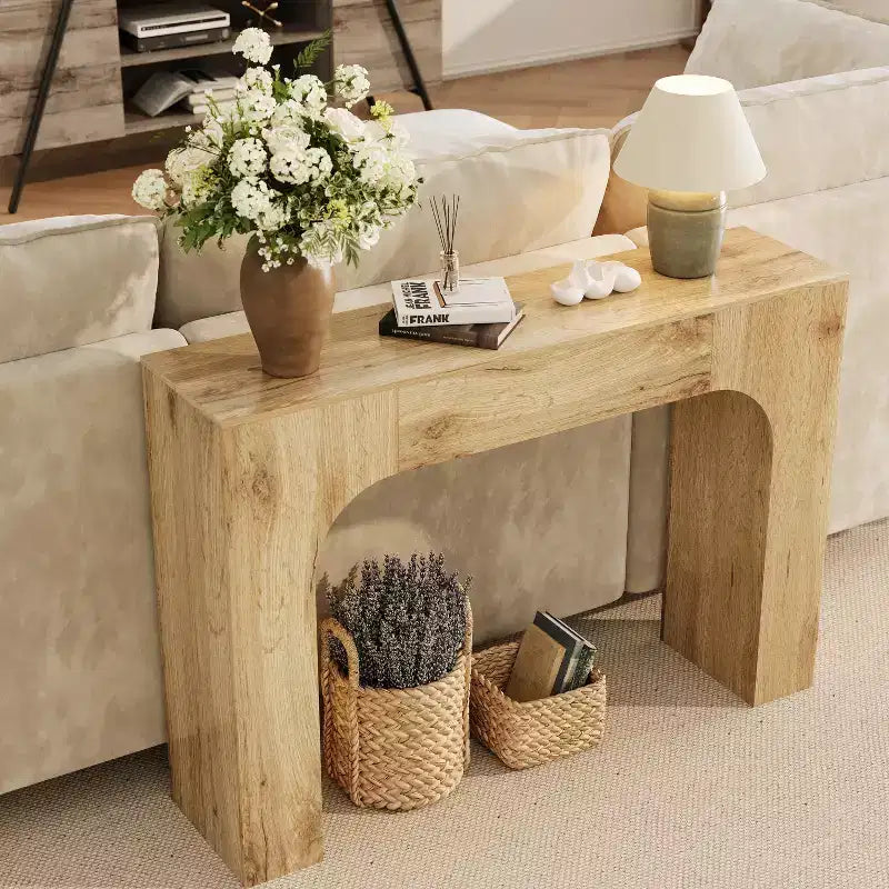 Console de ferme de 119 cm, Table de canapé d'entrée fine, Table d'appoint étroite rustique pour couloir ou salon