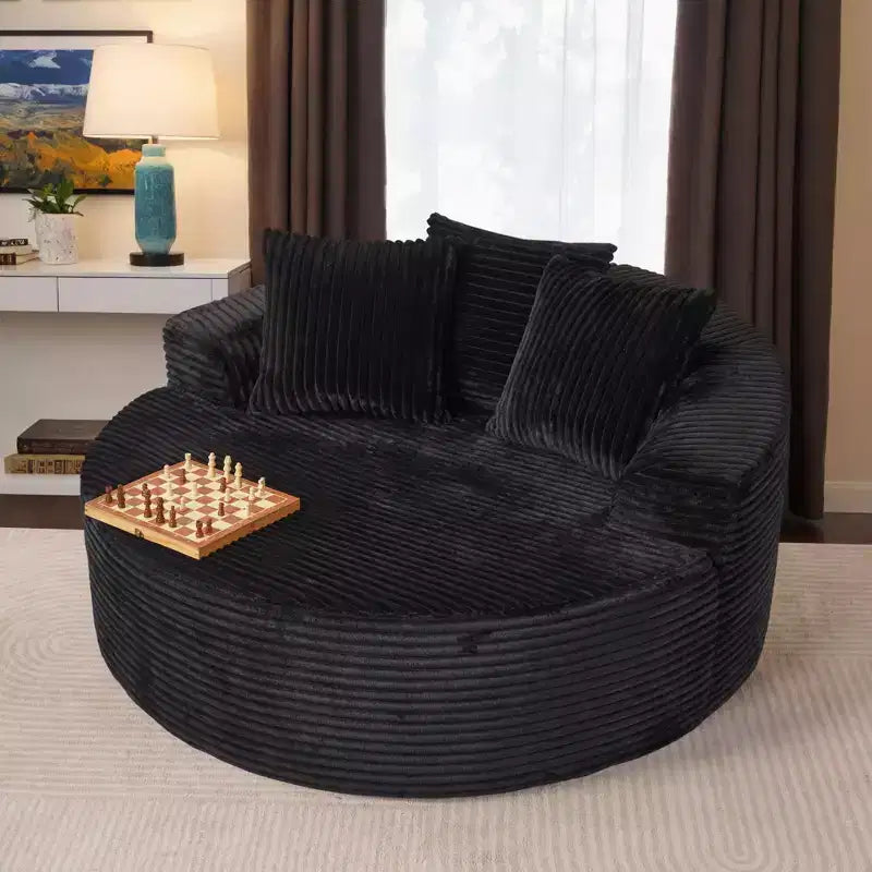 Canapé rond en peluche pour salon, tissu doux en polyester avec ressort et éponge, mobilier de salon confortable, chaise confortable circulaire de 58,26 pouces