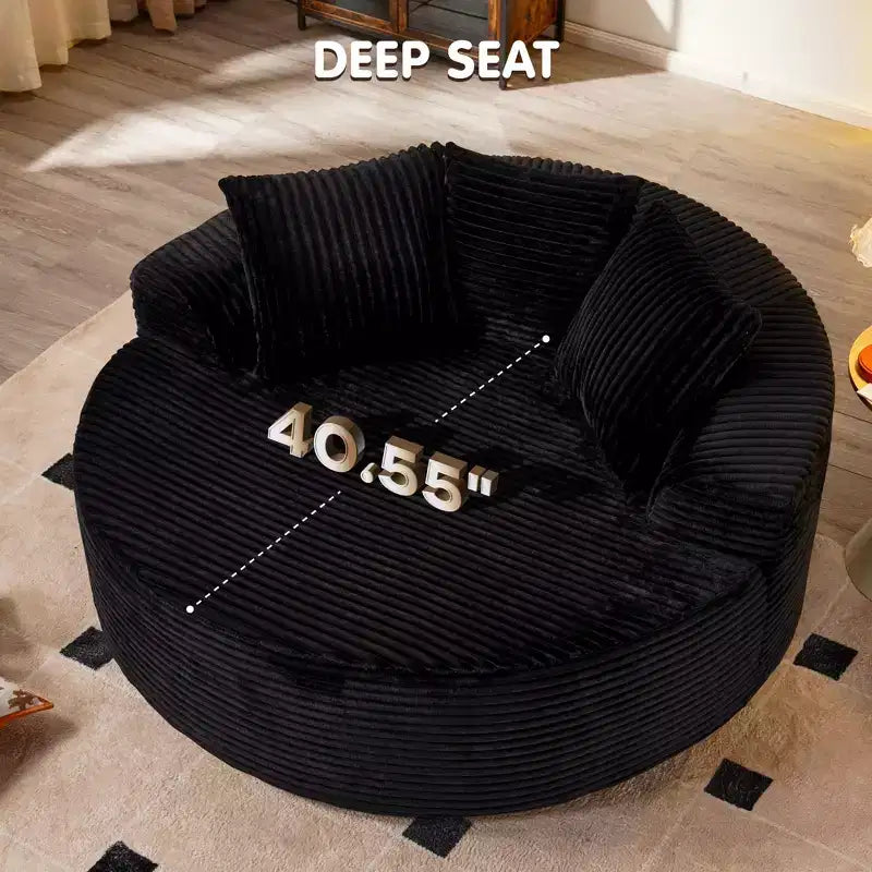 Canapé rond en peluche pour salon, tissu doux en polyester avec ressort et éponge, mobilier de salon confortable, chaise confortable circulaire de 58,26 pouces