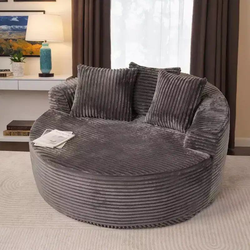 Canapé rond en peluche pour salon, tissu doux en polyester avec ressort et éponge, mobilier de salon confortable, chaise confortable circulaire de 58,26 pouces