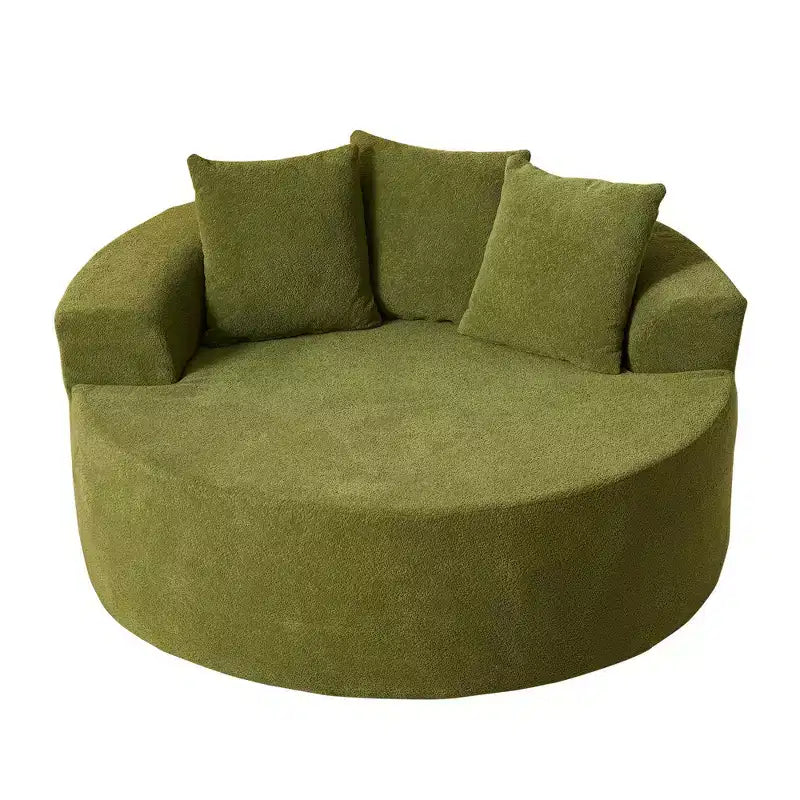 Canapé rond en peluche pour salon, tissu doux en polyester avec ressort et éponge, mobilier de salon confortable, chaise confortable circulaire de 58,26 pouces