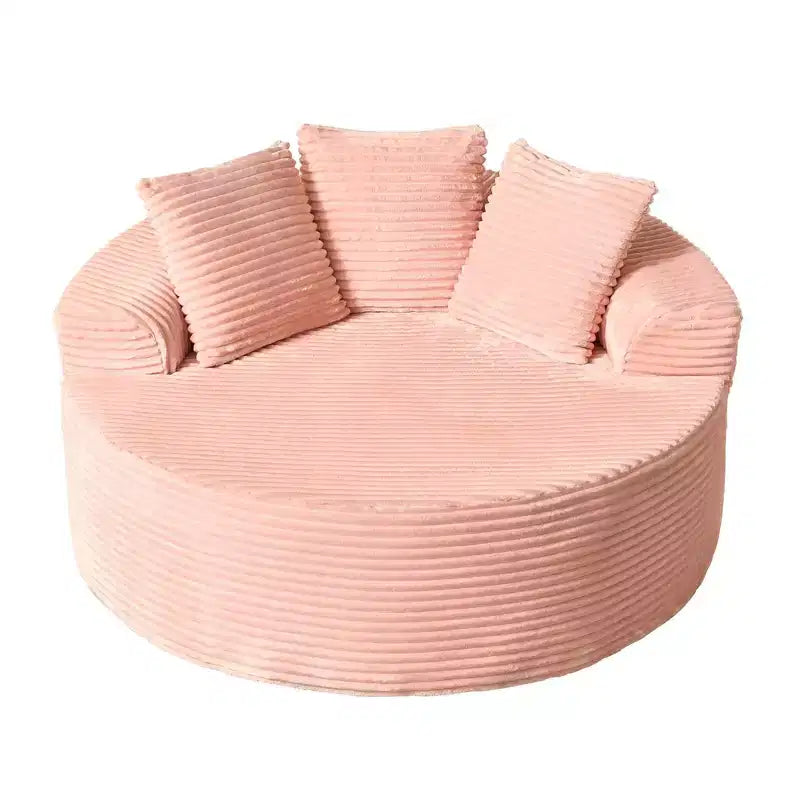 Canapé rond en peluche pour salon, tissu doux en polyester avec ressort et éponge, mobilier de salon confortable, chaise confortable circulaire de 58,26 pouces