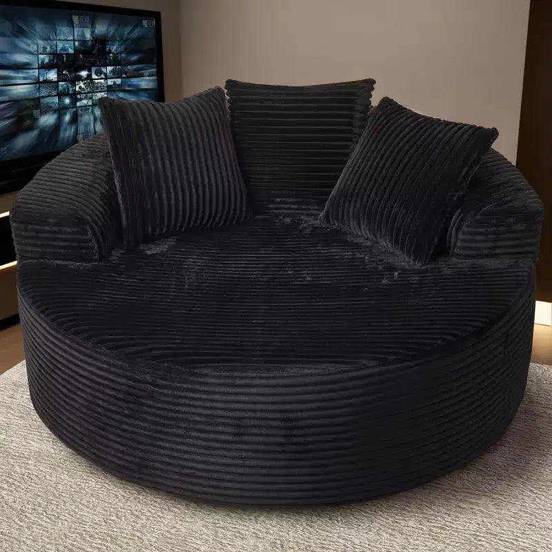 Canapé rond en peluche pour salon, tissu doux en polyester avec ressort et éponge, mobilier de salon confortable, chaise confortable circulaire de 58,26 pouces
