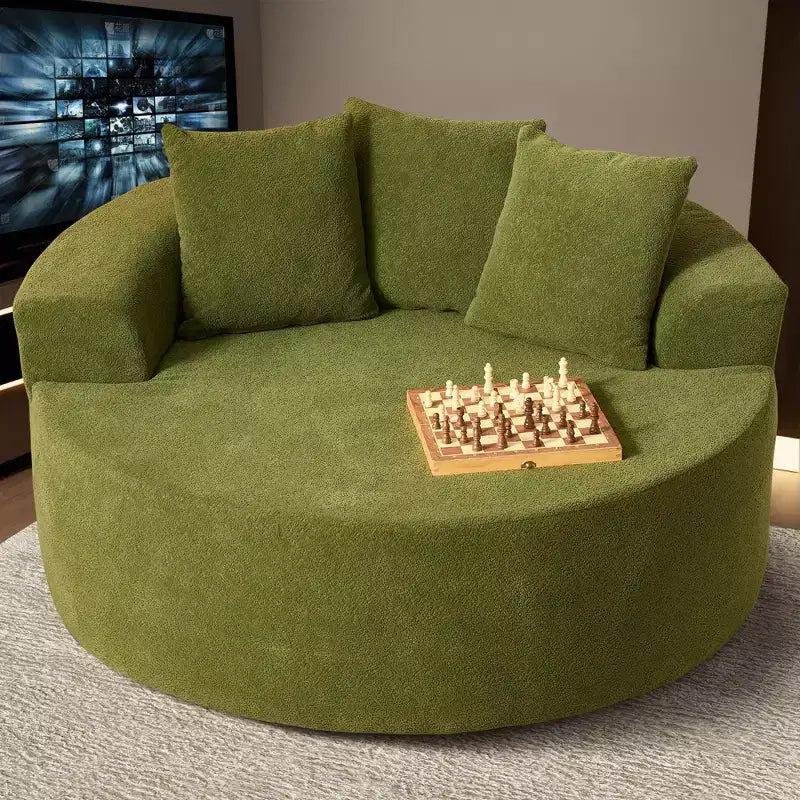 Canapé rond en peluche pour salon, tissu doux en polyester avec ressort et éponge, mobilier de salon confortable, chaise confortable circulaire de 58,26 pouces