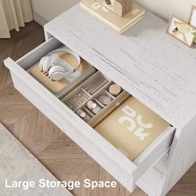 Commode haute moderne à 4 tiroirs, Meuble de rangement style Mid-Century pour Chambre, Salon et Entrée