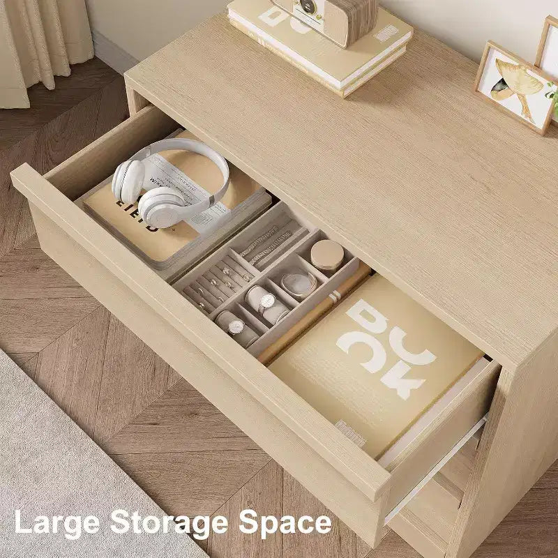 Commode haute moderne à 4 tiroirs, Meuble de rangement style Mid-Century pour Chambre, Salon et Entrée