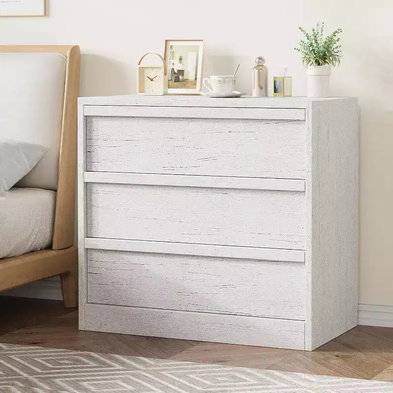 Commode haute moderne à 4 tiroirs, Meuble de rangement style Mid-Century pour Chambre, Salon et Entrée