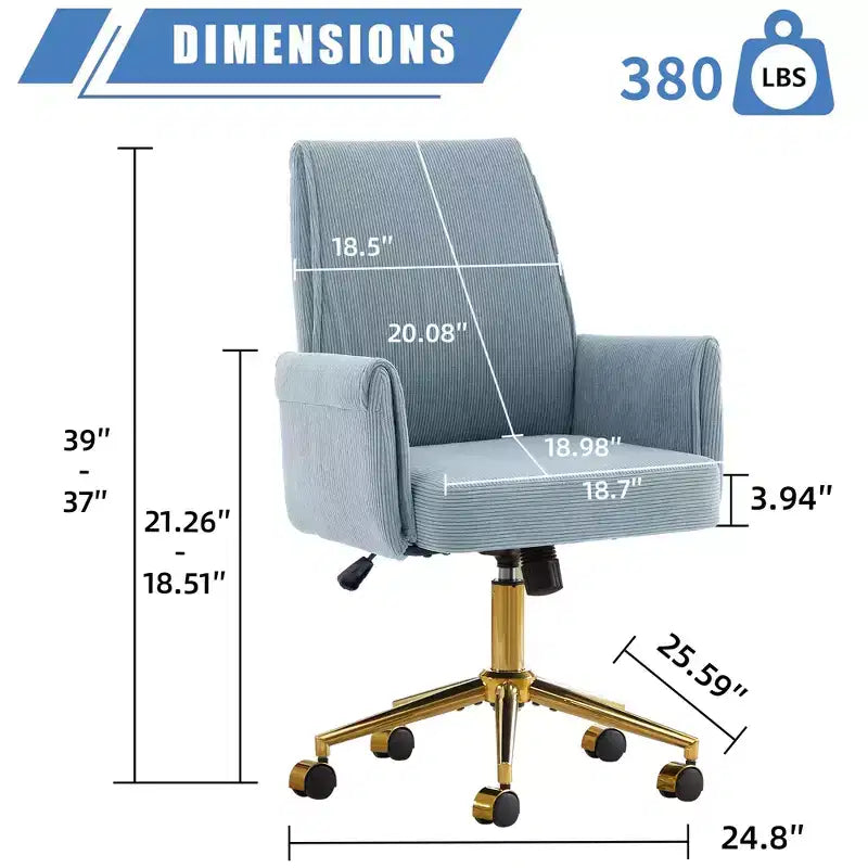 Chaise de bureau mi-dossier, relevable, tissu rayé, ergonomique. Idéale pour le travail, les études et la détente.