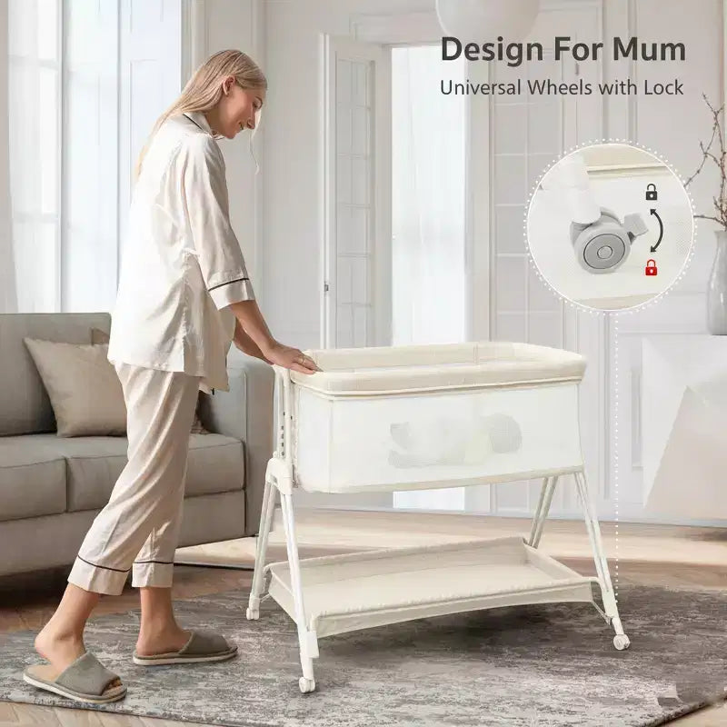 Berceau cododo avec roulettes et plateau de rangement, lit parapluie portable pour nouveau-nés