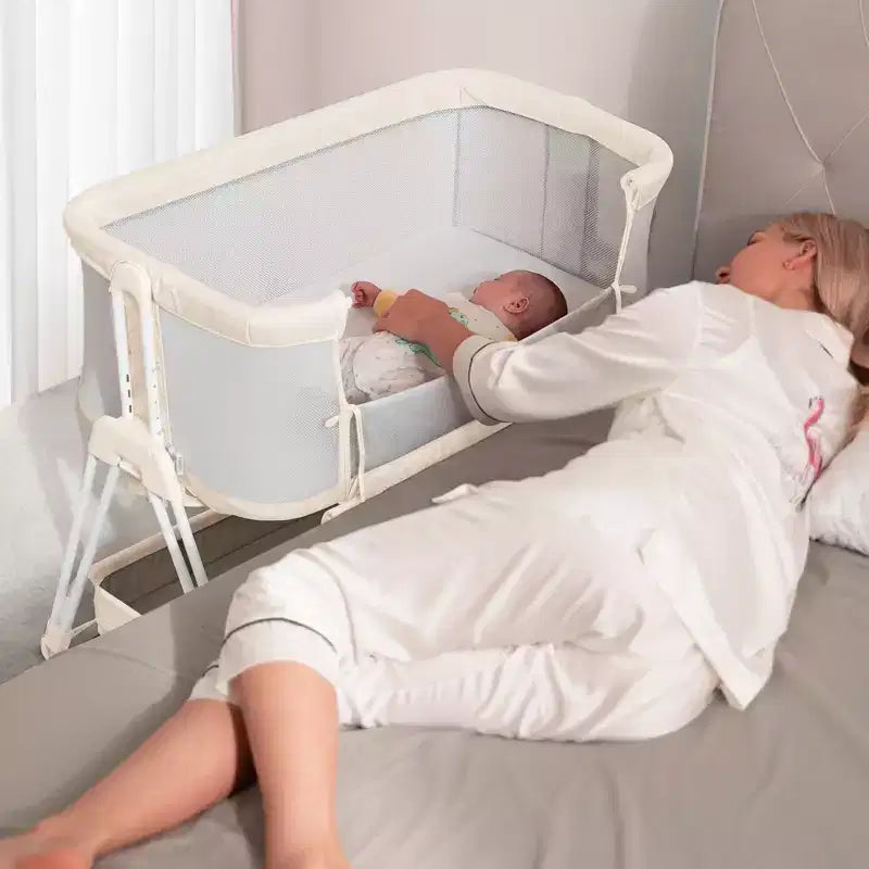 Berceau cododo avec roulettes et plateau de rangement, lit parapluie portable pour nouveau-nés