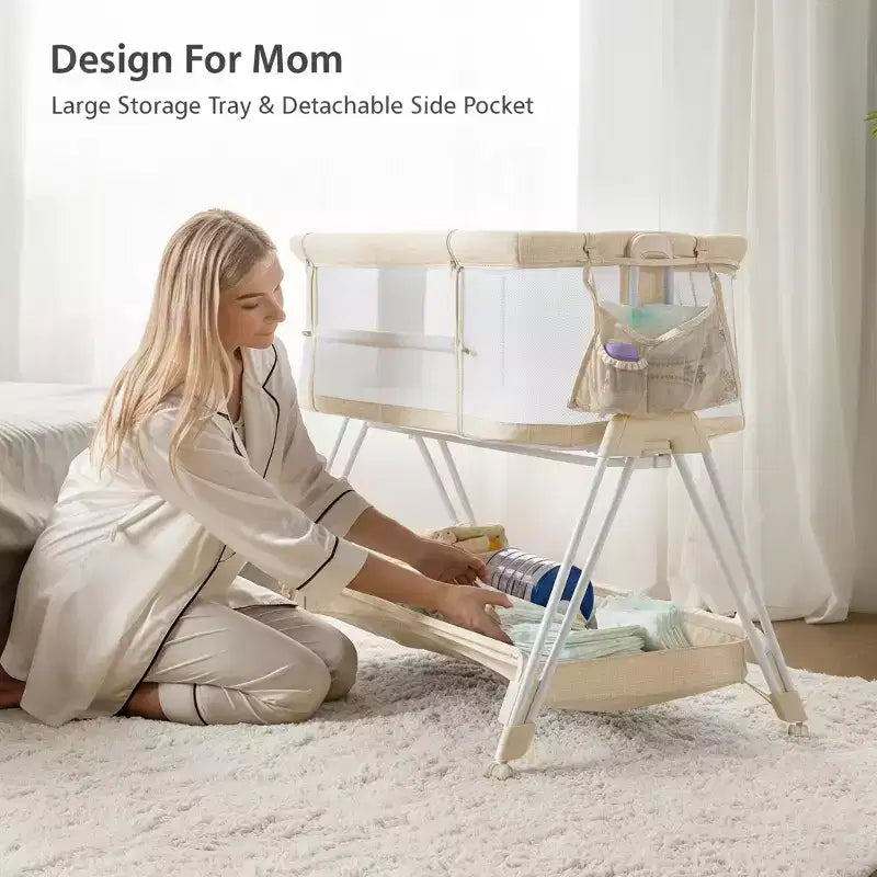Berceau cododo avec roulettes et plateau de rangement, lit parapluie portable pour nouveau-nés
