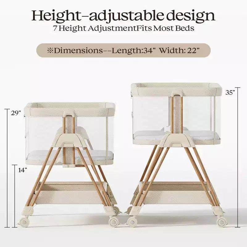 Berceau cododo avec roulettes et plateau de rangement, lit parapluie portable pour nouveau-nés
