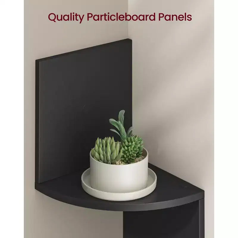 Lot de 2 étagères d'angle murales, bibliothèques d'angle flottantes à 4 niveaux, étagères à plantes pour chambre, salon, salle de bain, bureau à domicile
