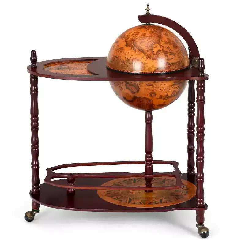 Bar meuble globe en bois 86 cm H Étagère à bouteilles de liqueur style italien du XVIe siècle