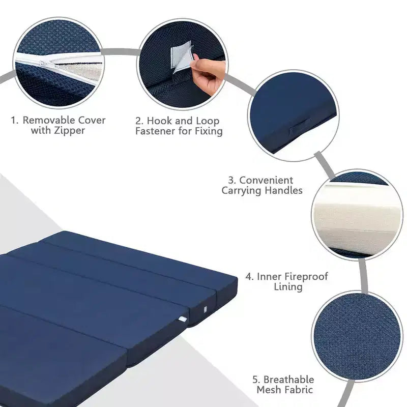 Lit pliant Queen Size 4" (10 cm) en mousse, futon, canapé-lit d'appoint