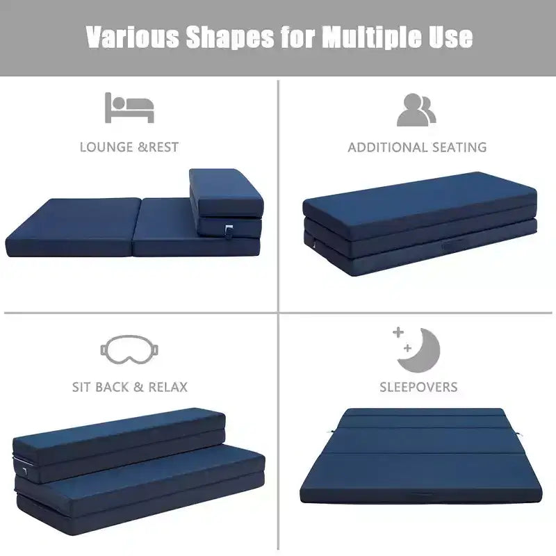 Lit pliant Queen Size 4" (10 cm) en mousse, futon, canapé-lit d'appoint