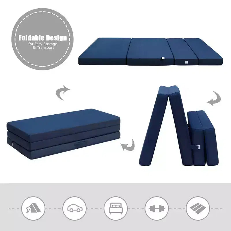 Lit pliant Queen Size 4" (10 cm) en mousse, futon, canapé-lit d'appoint