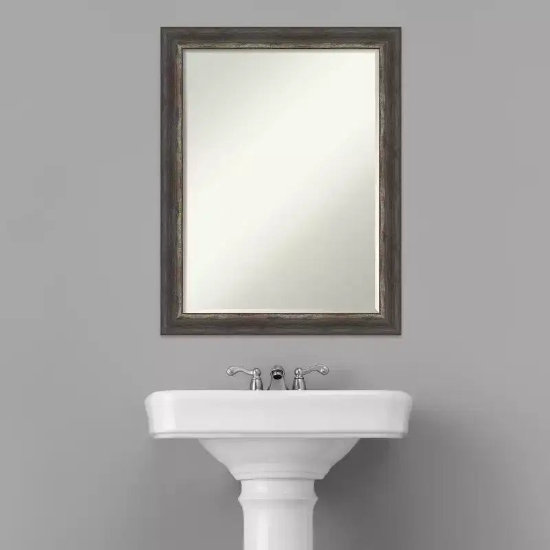 Miroir mural de salle de bain Bark Rustic Char Narrow Petite Bevel 27,5 x 21,5 po